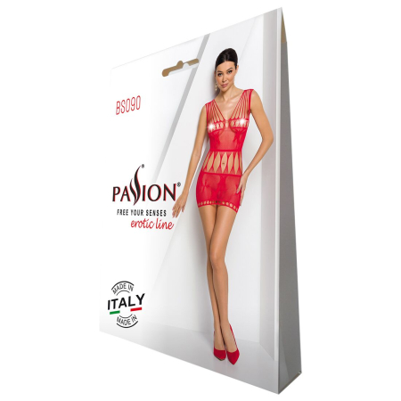 Бодістокінг мінісукня з метеликами Passion BS090 One Size red - фото №6