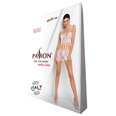 Бодістокінг мінісукня з метеликами Passion BS090 One Size white - фото №6