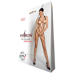 Бодістокінг у дуже велику сітку Passion BS091 black, з доступом - - фото №6