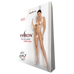 Бодістокінг у дуже велику сітку Passion BS091 white, з доступом - - фото №4