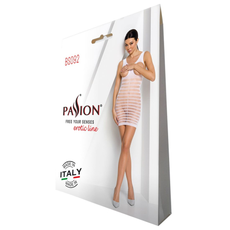 Бодістокінг-сукня з відкритими грудями Passion BS092 white - фото №4