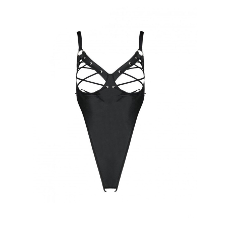 Боді з екошкіри Passion CELINE BODY L/XL, black, з доступом, відкритий - фото №5