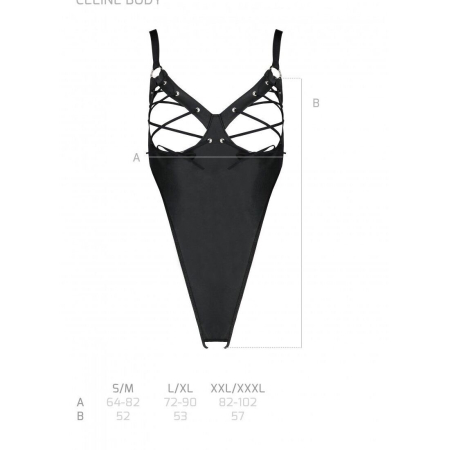 Боді з екошкіри Passion CELINE BODY S/M, black, з доступом, відкритий - фото №7