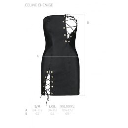 Мінісукня з екошкіри Passion CELINE CHEMISE XXL/XXXL, black, шнурівка, трусики в комплекті - - фото №7