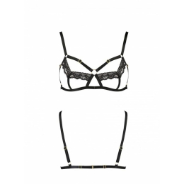 Бюстгальтер-стрепи з мереживом Passion Exclusive SOLON BRA XXL/XXXL, black, трусики в комплекті - - фото №5
