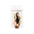 Боді Penthouse Hotter Than Hell S/L Black, непрозоре, вирізи, декольте, імітація шнурівки, панчохи - фото №3