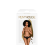 Трусики-бразиліана Penthouse Adore Me M/L Black, квіткове мереживо, тоненькі ремінці, бантики - фото №3