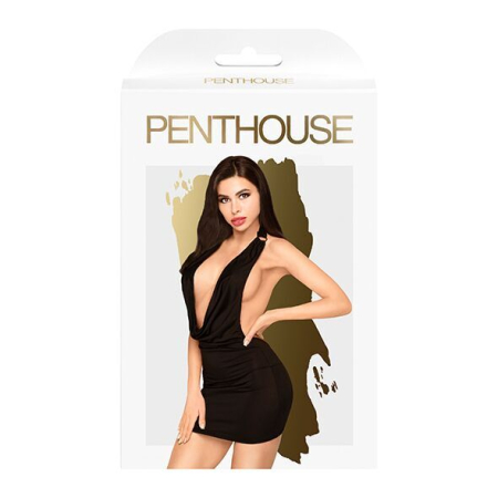 Мінісукня Penthouse Heart Rob L/XL Black, хомут, глибоке декольте, мініатюрні стрінги - фото №3