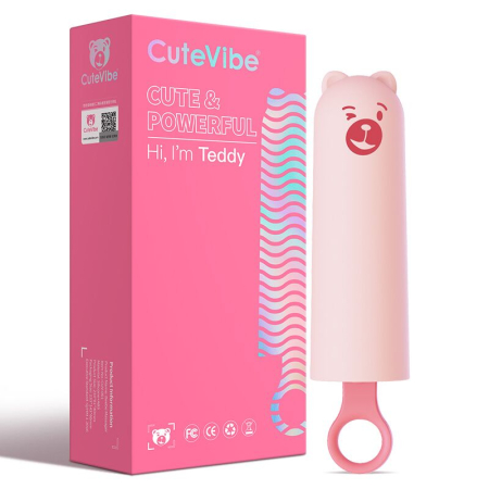 Вібратор CuteVibe Teddy Pink (Black Dildo), реалістичний вібратор під виглядом морозива №4