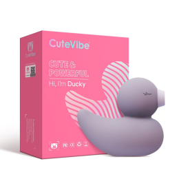 Вакуумний вібратор-качечка CuteVibe Ducky Grey - - фото №4