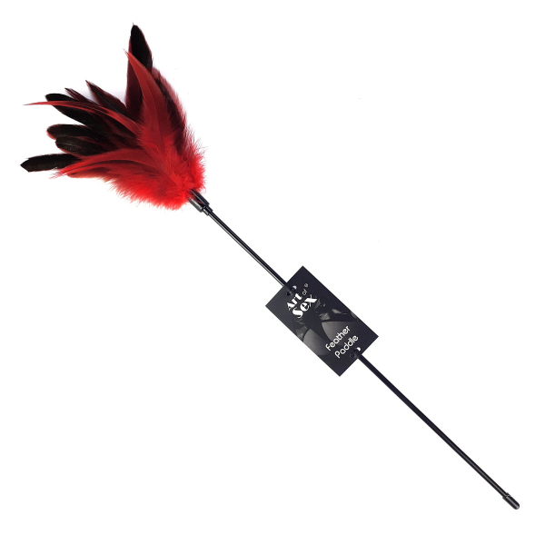 Лоскітка з пером півня Art of Sex – Feather Paddle, червона - фото