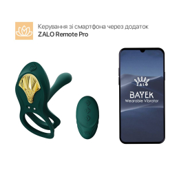 Смарт-ерекційне кільце Zalo - BAYEK Turquoise Green, подвійне з ввідною частиною, пульт ДК - - фото №2