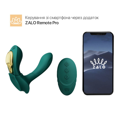 Смарт-вібратор у трусики Zalo - AYA Turquoise Green, насадка та пульт ДК - фото №2