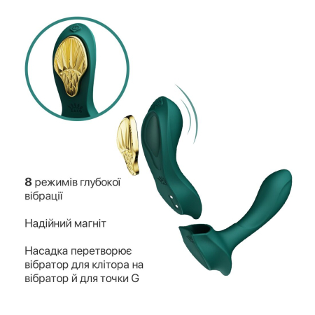 Смарт-вібратор у трусики Zalo - AYA Turquoise Green, насадка та пульт ДК - фото №4