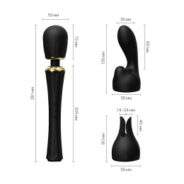 Вібромасажер з насадками Zalo — Kyro Wand Obsidian Black - - фото №2