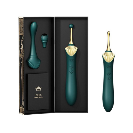 Вагінально-кліторальний вібратор Zalo — Bess Turquoise Green, багатофункціональний із насадками - фото №9