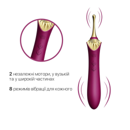Вагінально-кліторальний вібратор Zalo — Bess Velvet Purple, мультифункціональний із насадками - - фото №3