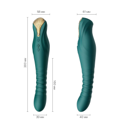 Смартвібратор-пульсатор Zalo — King Turquoise Green, кристал Swarovski - - фото №3