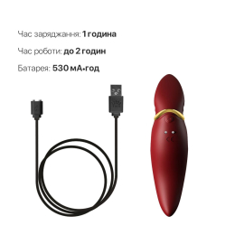 Вібратор 2в1 з язичком Zalo — Hero Wine Red, кристал Swarovski - №6