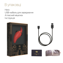 Вібратор 2в1 з язичком Zalo — Hero Wine Red, кристал Swarovski - №7