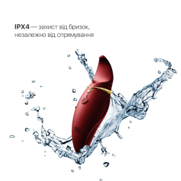 Вібратор 2в1 з язичком Zalo — Hero Wine Red, кристал Swarovski - №5