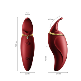 Вібратор 2в1 з язичком Zalo — Hero Wine Red, кристал Swarovski - №2