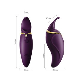 Вібратор 2в1 з язичком Zalo — Hero Twilight Purple, кристал Swarovski - - фото №2