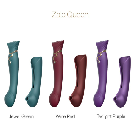 Смартвібратор 3в1 Zalo — Queen Jewel Green, пульсівна перлина та вакуум, кристал Swarovski - фото №9
