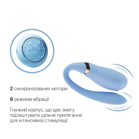 Смартвібратор для пар Zalo Fanfan set Royal Blue, пульт ДК - фото №5