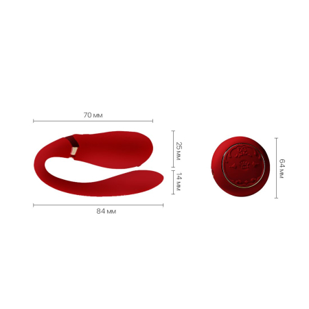 Смартвібратор для пар Zalo Fanfan set Bright Red, пульт ДК - фото №3