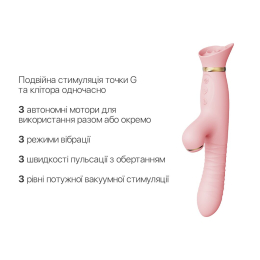 Пульсатор-вібратор із вакуумною стимуляцією клітора Zalo - ROSE Thruster Strawberry Pink - - фото №4