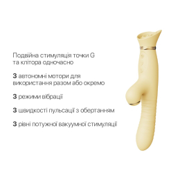 Пульсатор-вібратор із вакуумною стимуляцією клітора Zalo - ROSE Thruster Lemon Yellow - - фото №4