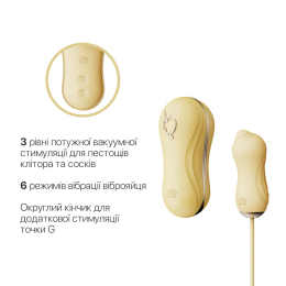 Набір 2в1 Zalo — UNICORN Yellow, віброяйце + вакуумний стимулятор - - фото №4