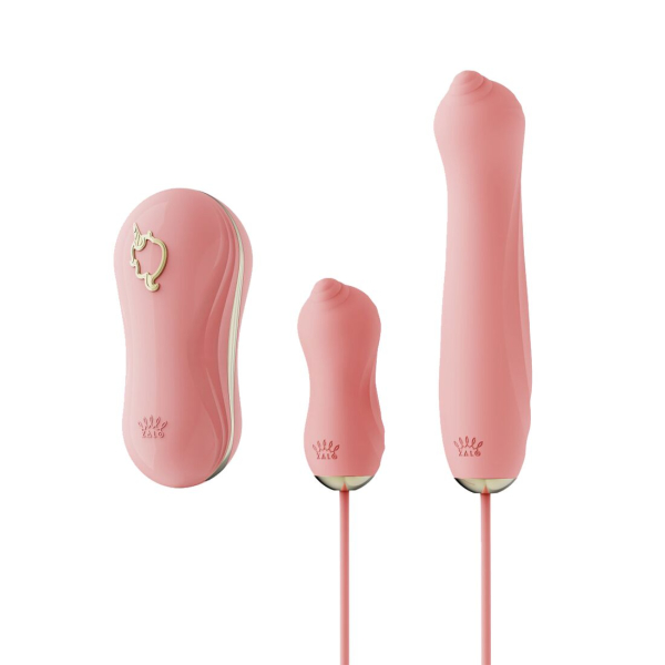 Набір 3в1 Zalo – UNICORN Set Pink, віброяйце, пульсатор, вакуумний стимулятор 
