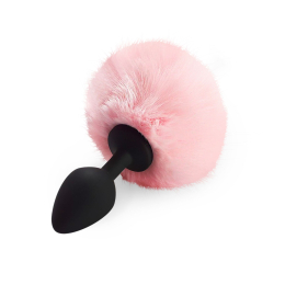 Силіконова анальна пробка М Art of Sex - Silicone Bunny Tails Butt plug Pink, діаметр 3,5 см - фото