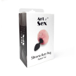 Силіконова анальна пробка М Art of Sex - Silicone Bunny Tails Butt plug White, діаметр 3,5 см - фото №4