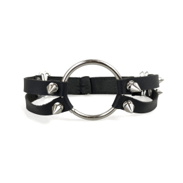 Чокер із металевим кільцем та шипами з натуральної шкіри Art of Sex - Ruby, колір Чорний - - фото №2