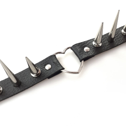 Чокер Серце з великими шипами, із натуральної шкіри Art of Sex - Crystal, колір Чорний - - фото №4