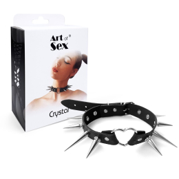 Чокер Серце з великими шипами, із натуральної шкіри Art of Sex - Crystal, колір Чорний - - фото №5