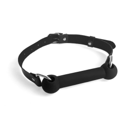 Кляп-палиця на ременях Art of Sex – Gag Stick Silicon, чорний, натуральна шкіра - - фото №2