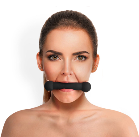 Кляп-палиця на ременях Art of Sex – Gag Stick Silicon, чорний, натуральна шкіра 