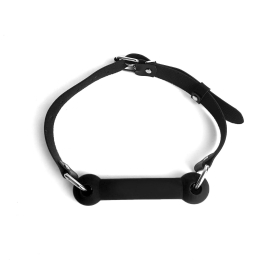 Кляп-палиця на ременях Art of Sex – Gag Stick Silicon, чорний, натуральна шкіра - - фото №3