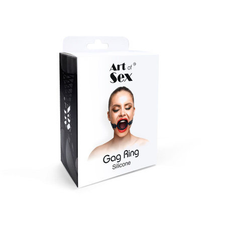 Кляп-розширювач силіконове кільце Art of Sex – Gag ring, червоний, натуральна шкіра - фото №4