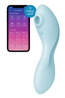 Вакуумний смарт-стимулятор із вібрацією Satisfyer Curvy Trinity 5 (Blue), керування зі смартфона - фото