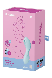 Вакуумний смарт-стимулятор із вібрацією Satisfyer Curvy Trinity 5 (Blue), керування зі смартфона - - фото №7