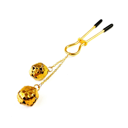 Затискач для клітора з бубонцями Art of Sex - Beverly clit clamp, Золото - фото