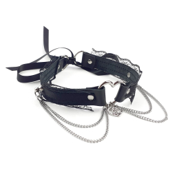 Сексуальний чокер Art of Sex - Karen з натуральної шкіри, чорний - - фото №2