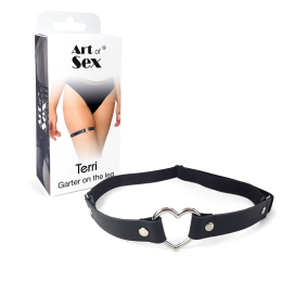 Гартер на ногу Серце з натуральної шкіри Art of Sex - Terri, колір Чорний (1шт.) - - фото №3