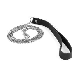 Повідець на ланцюжку із натуральної шкіри Art of Sex - Leash, колір Чорний - - фото №3