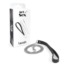 Повідець на ланцюжку із натуральної шкіри Art of Sex - Leash, колір Чорний - - фото №4